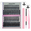 KIT PESTAÑAS XIAOYA ROSA CON PINZAS Y BOND Modelo 705