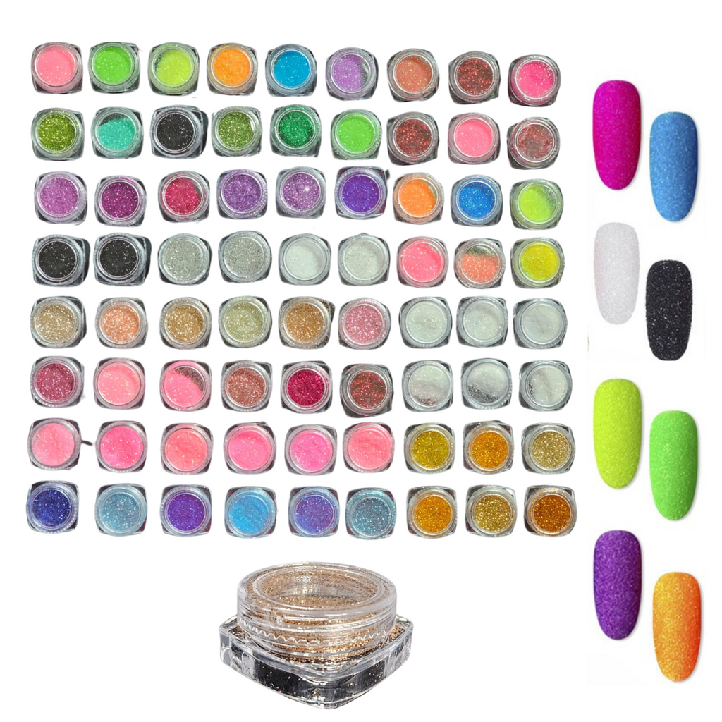 Efecto Azucar para Decoracion de uñas 72 piezas Glitter