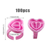 Anillos para Pegamento de Extensiones de Pestañas Forma Corazon 100 piezas Menta